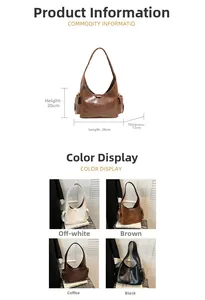 Size specifications for the vintage oil wax leather hobo bag in four distinct colors