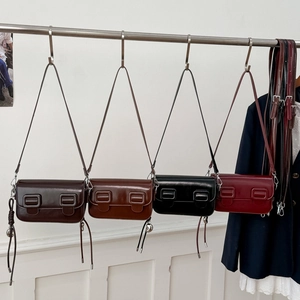 Vintage PU-lederen Crossbodytas Voor Dames Minimalistische Schoudertas Met Dubbele Vierkante Gespen En Harthanger Retro Kleine Vierkante Satchel Tas Dagelijks