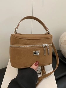 Sac à Main Vintage pour Femmes en Cuir PU Mode Couleur Unie Carré Sac Bandoulière Avec Quincaillerie Argentée Fermeture Éclair