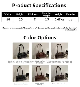 Tableau des tailles indiquant 18cm de large et 15cm de haut pour ce sac vintage en PU