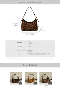 Spécifications de taille et tableau des matières pour le sac bandoulière vintage léopard