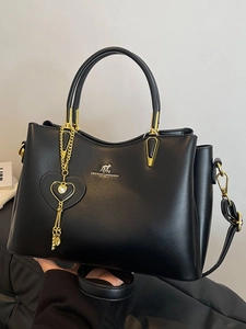 Sac à Main Femme Mode Cuir PU Couleur Contrastée Pendentif Coeur Gland Surpiqûre Épaule Sac Bandoulière Fourre-Tout Quotidien