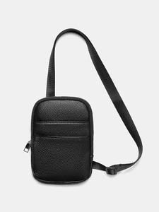 Women Casual PU Leather Litchi Pattern Crossbody Bag Mini Mobile Phone Bag Lightweight Shoulder Bag For Daily Travel Black