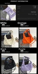 Canvas shoulder bag dimensions 46x16x30cm shown with iPad for scale in four colors