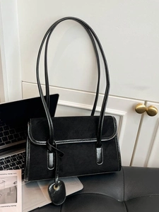 Vintage PU Leather Underarm Shoulder Bag For Women Large Capacity Retro Minimalist Daily Office Commute Tote Handbag