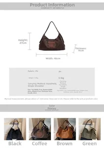 Detailed size specifications and color options for large floral embroidery tote bag
