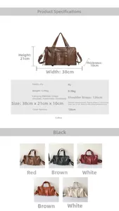Detailed dimension guide for large PU leather pillow bag with adjustable strap options