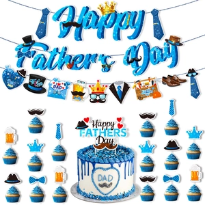 Decorazioni per Feste della Festa del Papà Carta Blu Glitter Banner Best Dad e Decorazione per Torte per Celebrazione del Papà