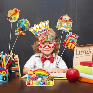 Kit d'accessoires photo pour la rentrée scolaire avec motifs colorés pour enfants