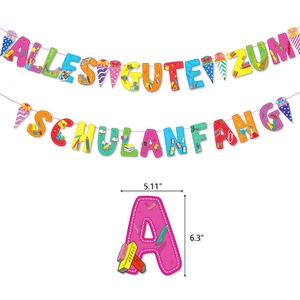 German school enrollment party banner with Alles Gute Zum Schulanfang stationery design