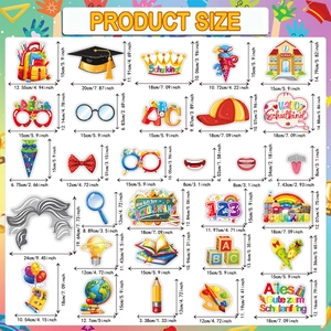 Lot de 24 accessoires photo pour la rentrée scolaire allemande avec formes et dimensions