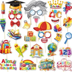 Accessoires de Photobooth en Allemand pour la Rentrée Scolaire Décorations en Carton Schulanfang Éléments Scolaires pour Enfants Étudiants