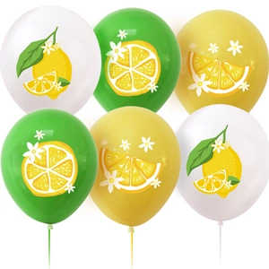 Lemon Theme Party Balloons 12 Inch Latex Printed Fruit Pattern Balloons For Summer Birthday Event Decoration White Yellow Green