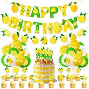 Set di Decorazioni per Festa di Compleanno a Tema Limone Palloncini in Lattice Banner di Carta Topper per Torta Articoli per Feste