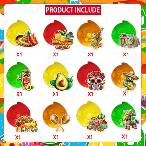 Σετ 12 διακοσμητικά σπιράλ Cinco de Mayo με σχέδια από τάκος και κάκτους