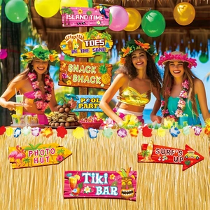Tropische Hawaii Aloha Party-Willkommensschilder mit Tiki Bar und Island Time Motiven
