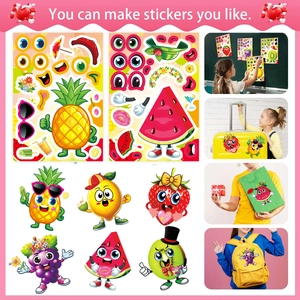 DIY Fruit Puzzle Sticker Set for Kids with Strawberry Pineapple and Watermelon Designs