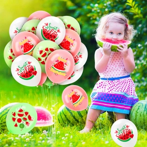 Watermelon birthday party balloon set with pink green latex balloons and summer patterns