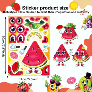 DIY watermelon sticker set for kids with templates and decorative facial accessories