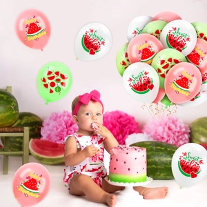 Watermelon theme birthday party balloon set with latex balloons for baby first birthday decor