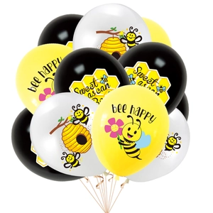 Bee theme party decoration kit with yellow and black balloons and festive banners