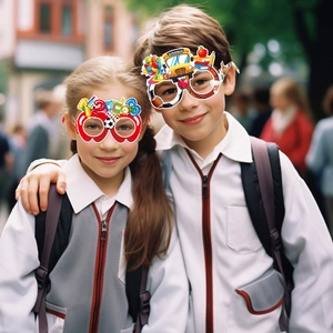 Lunettes de fête d'école en papier pour enfants avec bus scolaire et décorations ABC