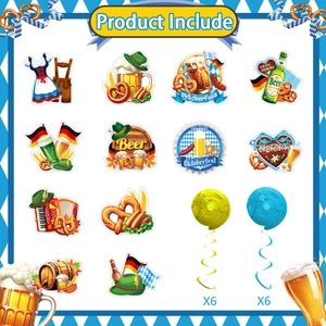 Oktoberfest party decoration kit with spiral swirls and festive cardstock cutouts