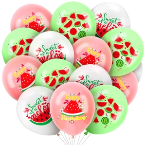 Watermelon Theme Birthday Party Latex Balloons 12 Inch Round Printed Fruit Balloons For Kids Birthday Summer Decorations