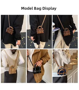 Mikro-Umhängetasche mit Leopardenmuster in sechs verschiedenen Streetstyle-Outfits gezeigt