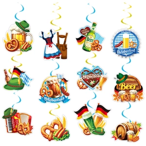 Oktoberfest Party Swirl Decorations Bavarian Beer Festival Hanging Swirls Paper Cards PVC Ceiling Decor Bar Home Party