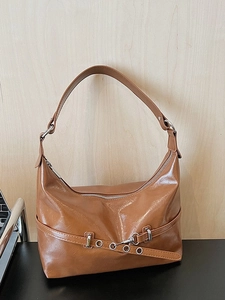 Sac Sous le Bras en Cuir PU Style Coréen Grande Capacité Vintage Sac à Épaule Mode Navette Sac Bandoulière Fourre-tout