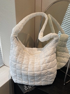 White quilted bubble crossbody bag with large capacity for daily commute and students