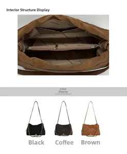Detailed interior view of quilted chain bags showing zippered pockets in brown and black