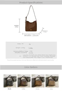 Guide des tailles détaillé pour sacs seaux en PU minimalistes en deux formats