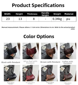 Detailed size specifications for the large capacity PU leather crossbody dumpling bag