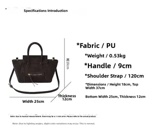 Detaillierte Größentabelle für die Retro-Matt-Tasche mit PU-Leder-Spezifikationen