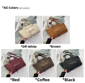 Collage der Retro-Shopper aus mattem PU-Leder in Beige, Braun, Rot, Kaffee und Schwarz