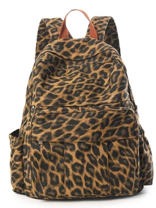 Vorderansicht von Leoparden-Leinwand-Rucksack mit großem Fassungsvermögen und Riemen