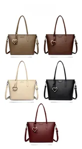 Color display of large capacity tote bags with pebble grain texture and heart charms