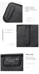 Detail showing pebbled leather texture, reinforced bottom and fine stitching on black tote bag