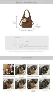 Tableau des tailles pour sac seau à motif litchi avec dimensions du grand et petit modèle