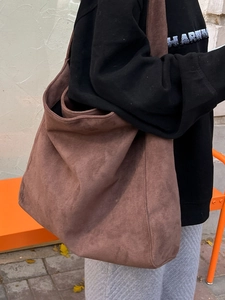 Grand sac cabas en daim marron sac à épaule minimaliste pour femme style automne