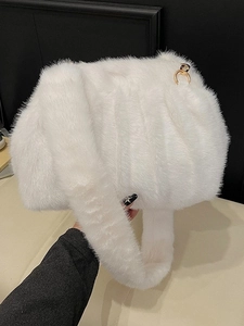 Women Plush Pleated Cloud Bag Elegant Faux Fur Shoulder Crossbody Bag Large Capacity Autumn Winter Chic Handbag For Daily Use