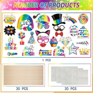 Set di accessori per photobooth di compleanno arcobaleno con occhiali e corone