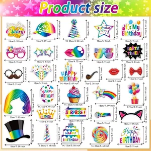 Tabella taglie per accessori per set fotografico di compleanno con occhiali e cappelli
