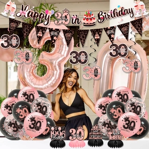 Kit decorativo per 30 compleanno con palloncini oro rosa e centrotavola vintage 1996
