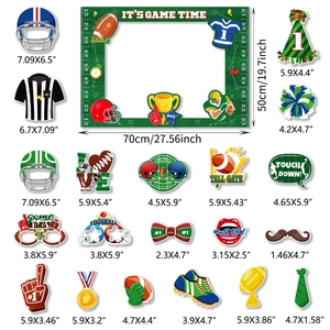 23-piece football party photo booth props with 70x50cm frame for Super Bowl events