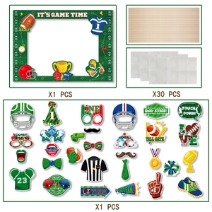 Detailed set of American football photo booth props with frames and themed accessories