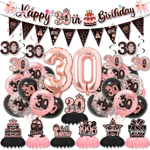Decorazioni per Feste di Compleanno Oro Rosa Rosa Striscione Buon Compleanno Palloncini Lattice Alluminio Ornamenti Tavola