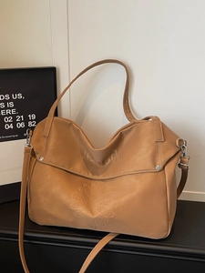 Grand Sac Cabas Femme en Cuir PU Givré Rétro Marguerite Floral Gauffré Sac à Épaule Sac Bandoulière Sac Hobo
